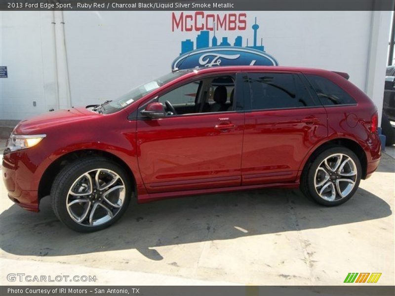 Ruby Red / Charcoal Black/Liquid Silver Smoke Metallic 2013 Ford Edge Sport