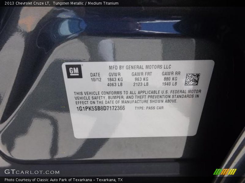 Tungsten Metallic / Medium Titanium 2013 Chevrolet Cruze LT