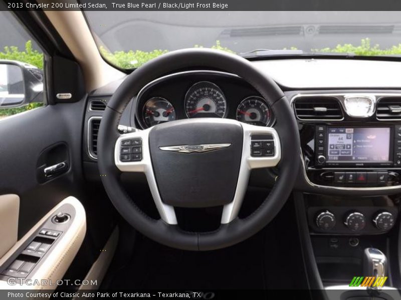 True Blue Pearl / Black/Light Frost Beige 2013 Chrysler 200 Limited Sedan