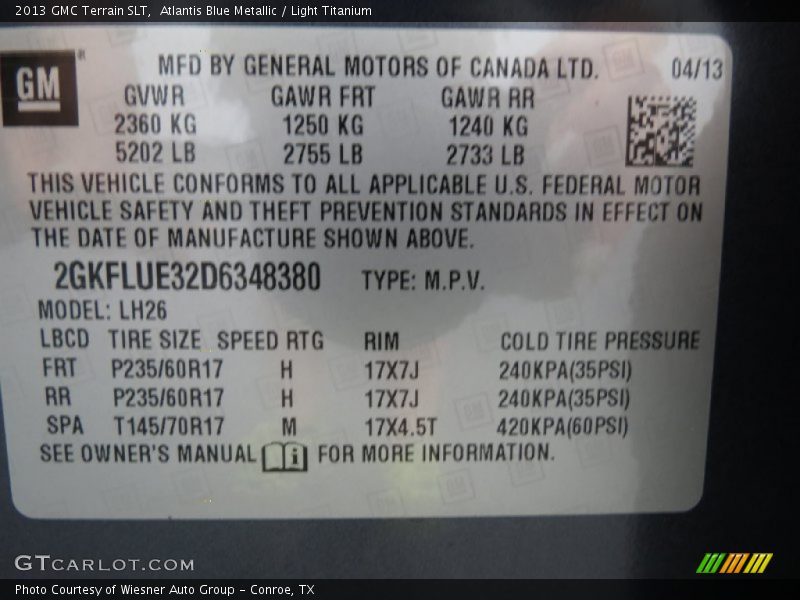 Atlantis Blue Metallic / Light Titanium 2013 GMC Terrain SLT