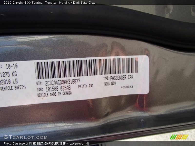 2010 300 Touring Tungsten Metallic Color Code PDM