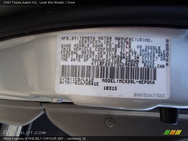 Lunar Mist Metallic / Stone 2003 Toyota Avalon XLS