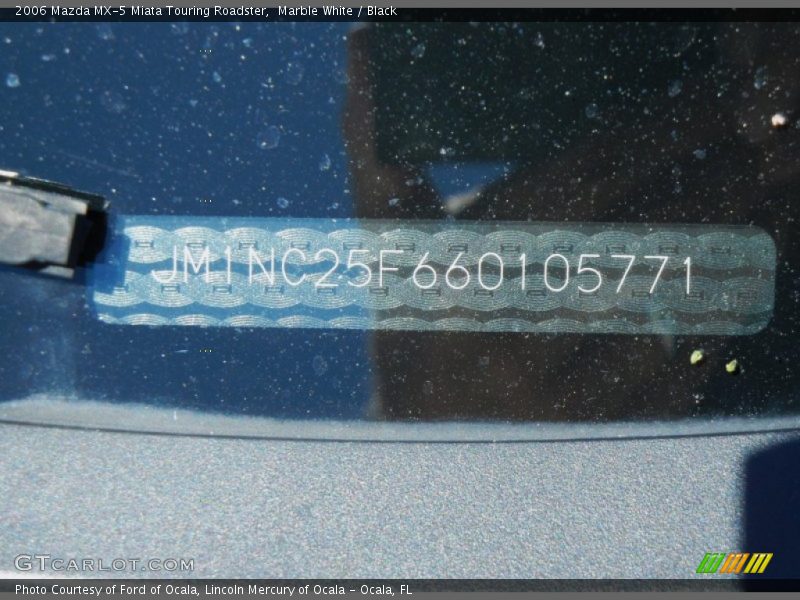 Marble White / Black 2006 Mazda MX-5 Miata Touring Roadster
