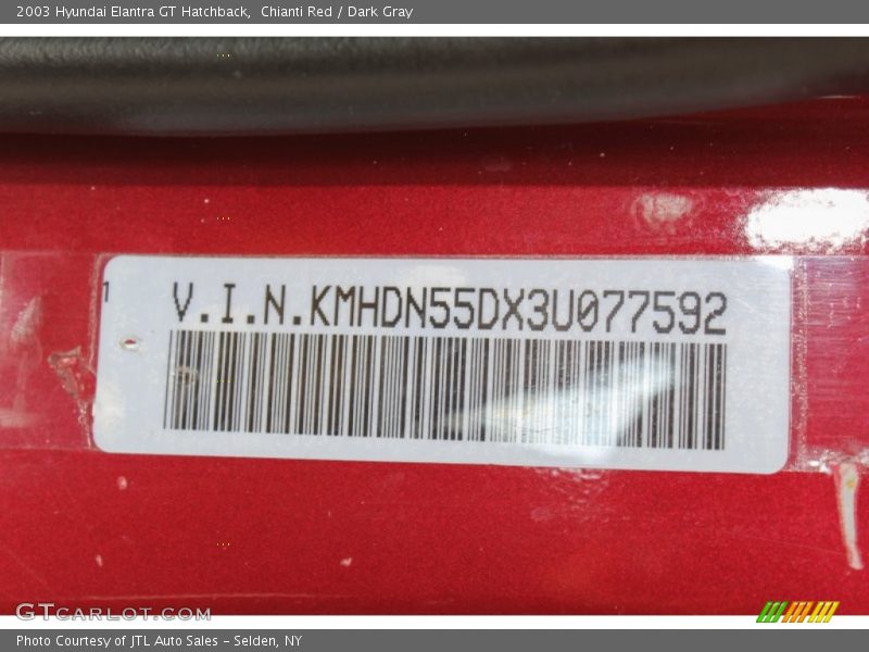 Chianti Red / Dark Gray 2003 Hyundai Elantra GT Hatchback
