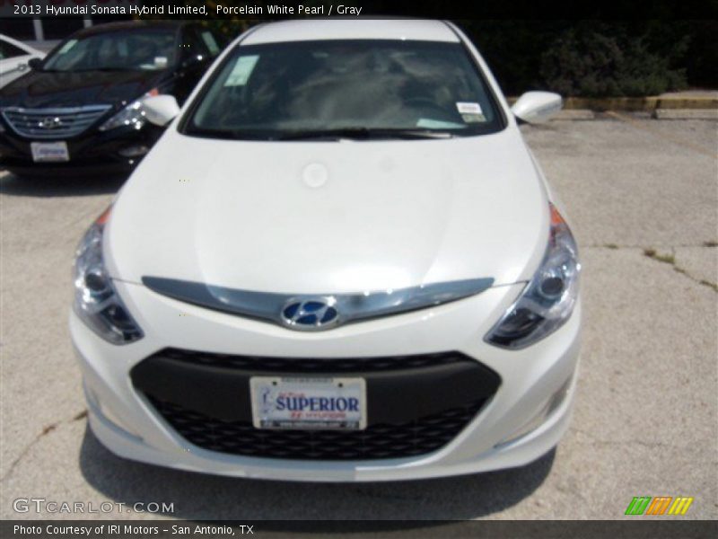 Porcelain White Pearl / Gray 2013 Hyundai Sonata Hybrid Limited