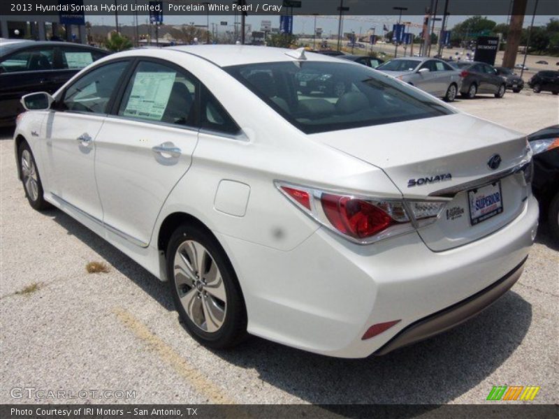 Porcelain White Pearl / Gray 2013 Hyundai Sonata Hybrid Limited