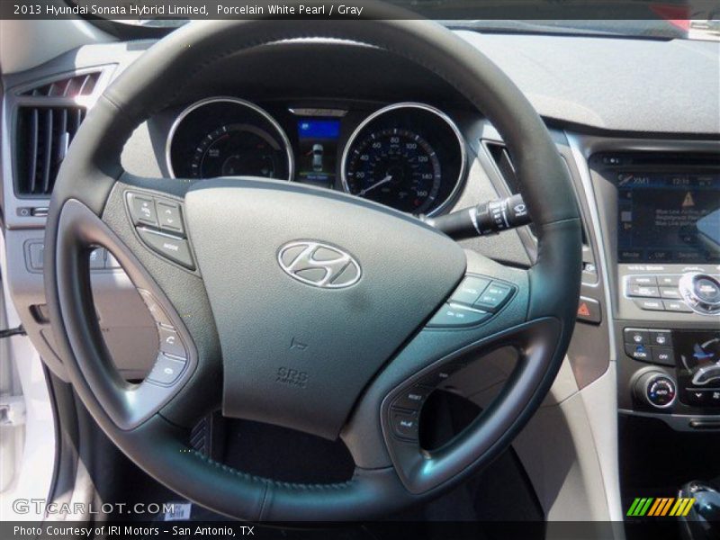 Porcelain White Pearl / Gray 2013 Hyundai Sonata Hybrid Limited