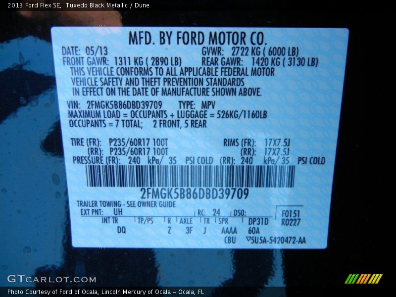 Tuxedo Black Metallic / Dune 2013 Ford Flex SE