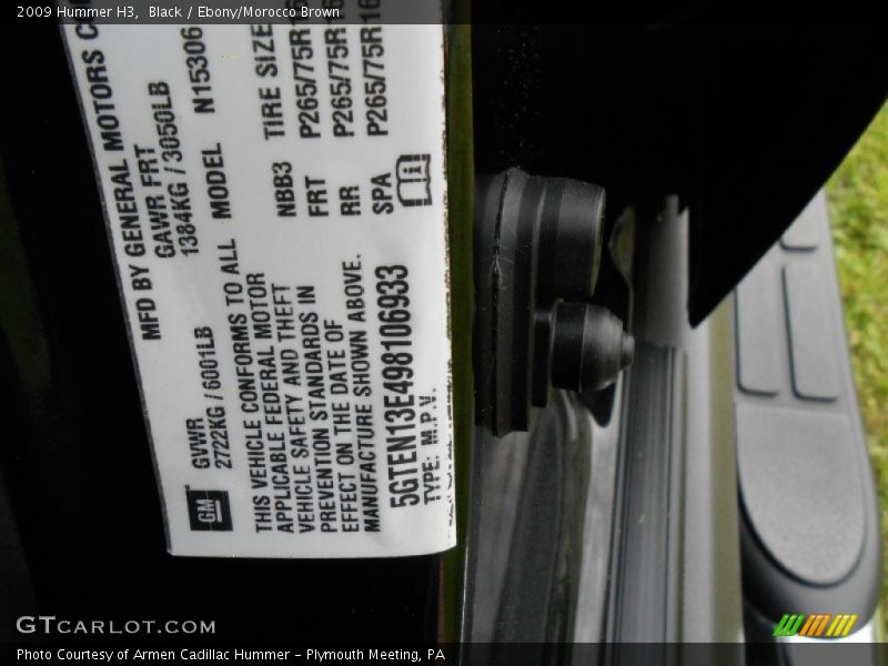 Black / Ebony/Morocco Brown 2009 Hummer H3