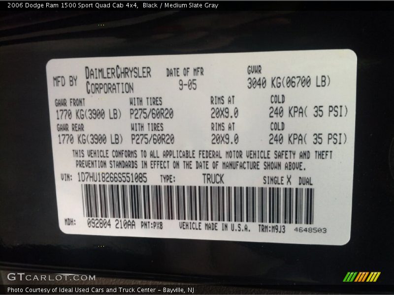 Black / Medium Slate Gray 2006 Dodge Ram 1500 Sport Quad Cab 4x4