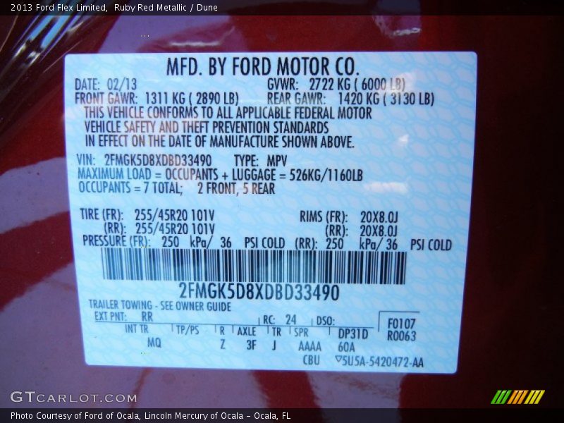 Ruby Red Metallic / Dune 2013 Ford Flex Limited