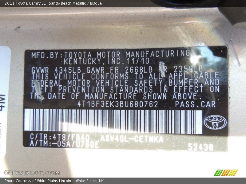 Sandy Beach Metallic / Bisque 2011 Toyota Camry LE