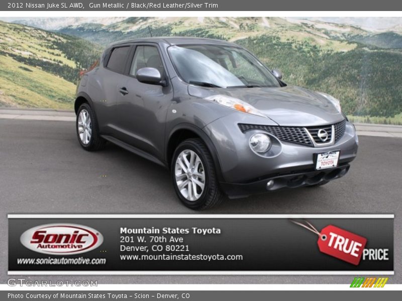 Gun Metallic / Black/Red Leather/Silver Trim 2012 Nissan Juke SL AWD