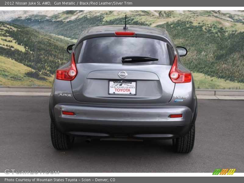 Gun Metallic / Black/Red Leather/Silver Trim 2012 Nissan Juke SL AWD