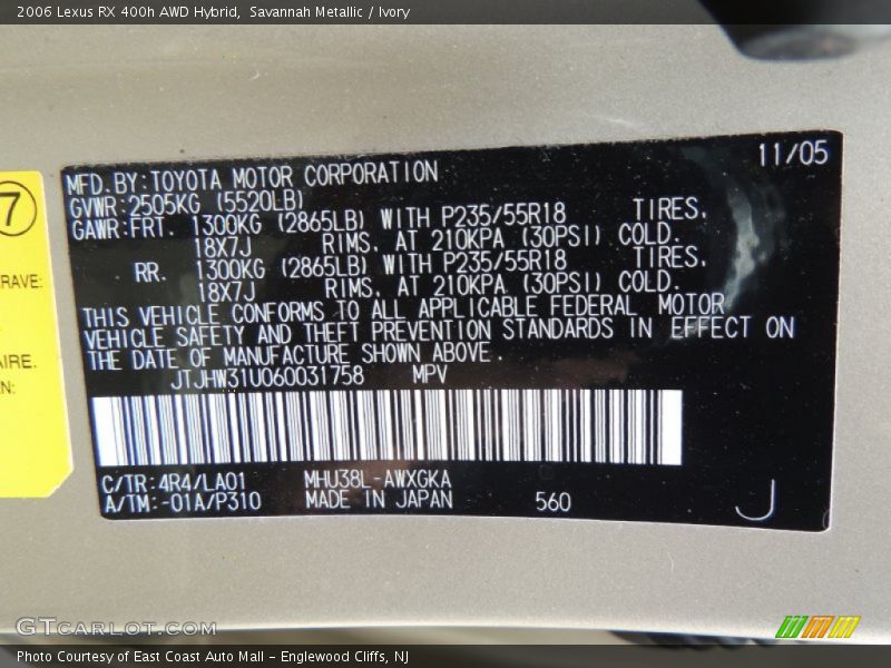 Savannah Metallic / Ivory 2006 Lexus RX 400h AWD Hybrid