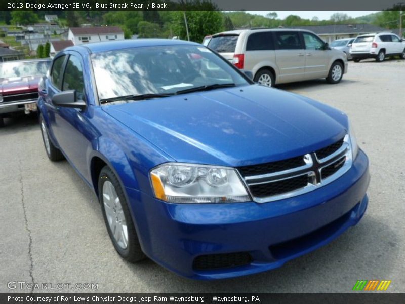 Blue Streak Pearl / Black 2013 Dodge Avenger SE V6