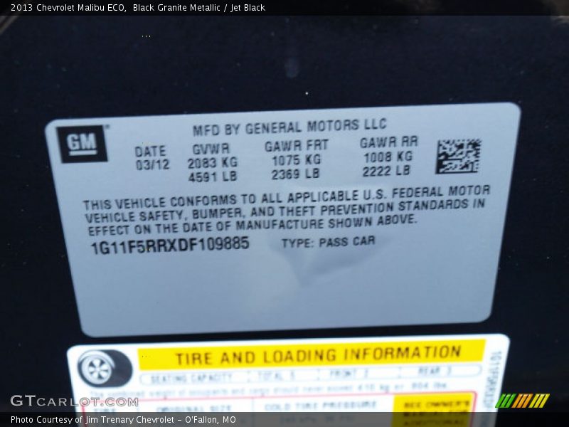 Black Granite Metallic / Jet Black 2013 Chevrolet Malibu ECO