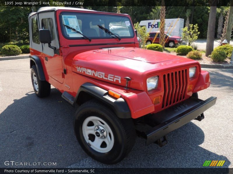 Poppy Red / Gray 1995 Jeep Wrangler S 4x4