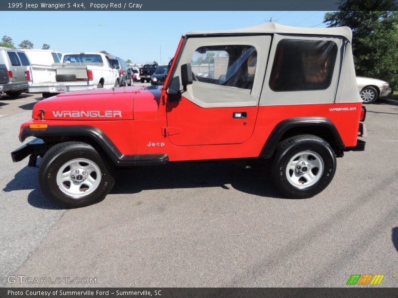 Poppy Red / Gray 1995 Jeep Wrangler S 4x4