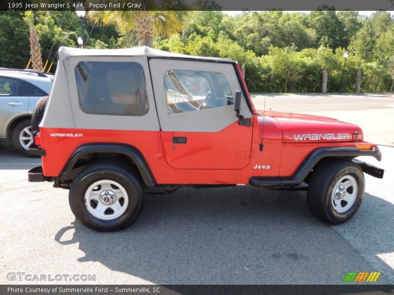 Poppy Red / Gray 1995 Jeep Wrangler S 4x4