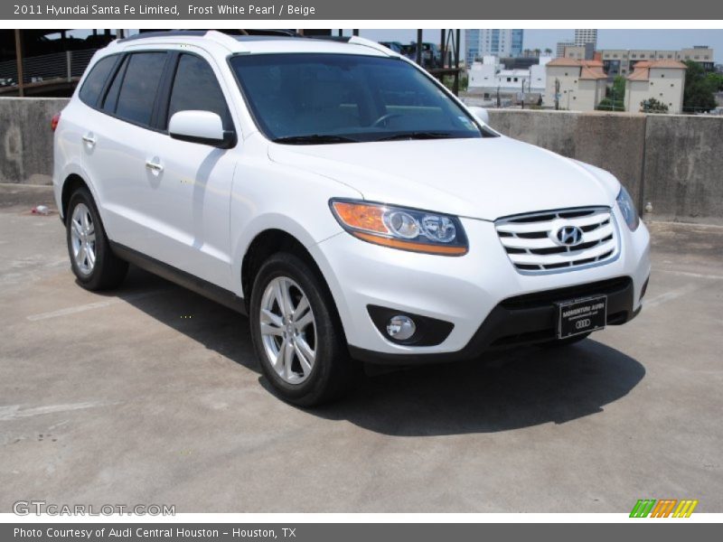 Frost White Pearl / Beige 2011 Hyundai Santa Fe Limited