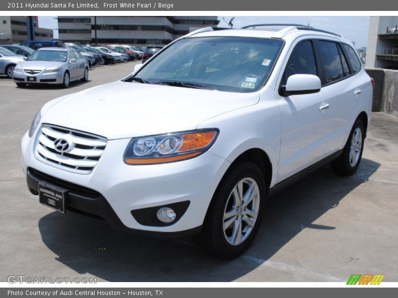Frost White Pearl / Beige 2011 Hyundai Santa Fe Limited