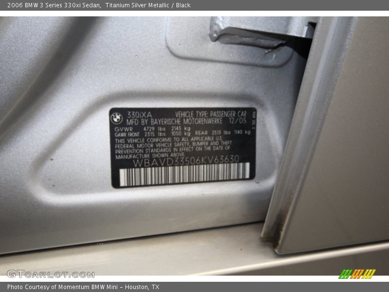 Titanium Silver Metallic / Black 2006 BMW 3 Series 330xi Sedan