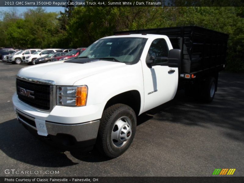 Summit White / Dark Titanium 2013 GMC Sierra 3500HD Regular Cab Stake Truck 4x4