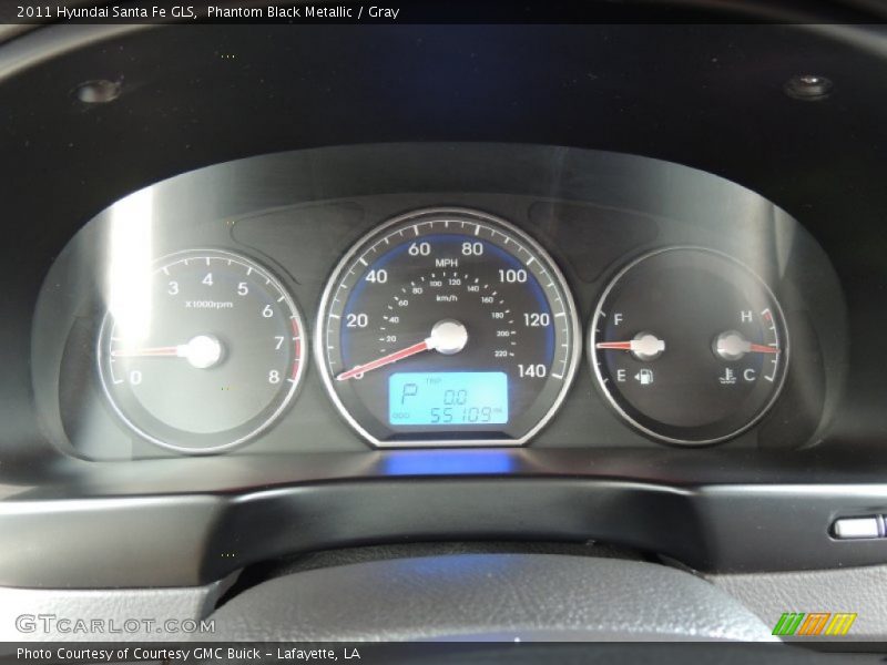 Phantom Black Metallic / Gray 2011 Hyundai Santa Fe GLS