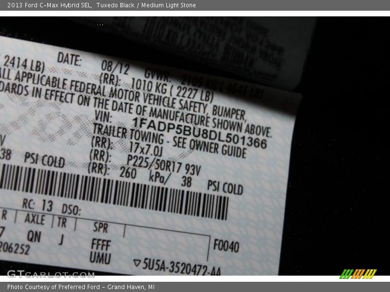 Tuxedo Black / Medium Light Stone 2013 Ford C-Max Hybrid SEL