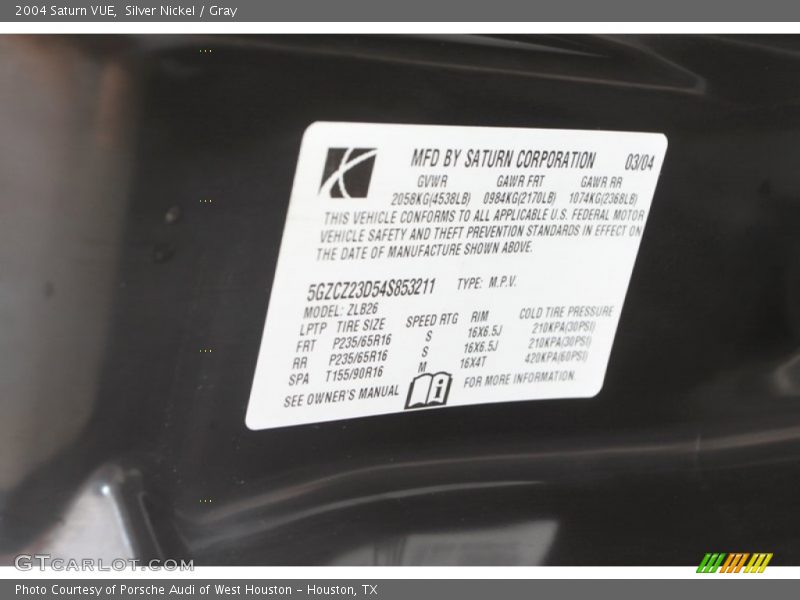 Silver Nickel / Gray 2004 Saturn VUE