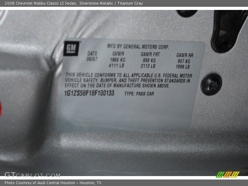 Silverstone Metallic / Titanium Gray 2008 Chevrolet Malibu Classic LS Sedan