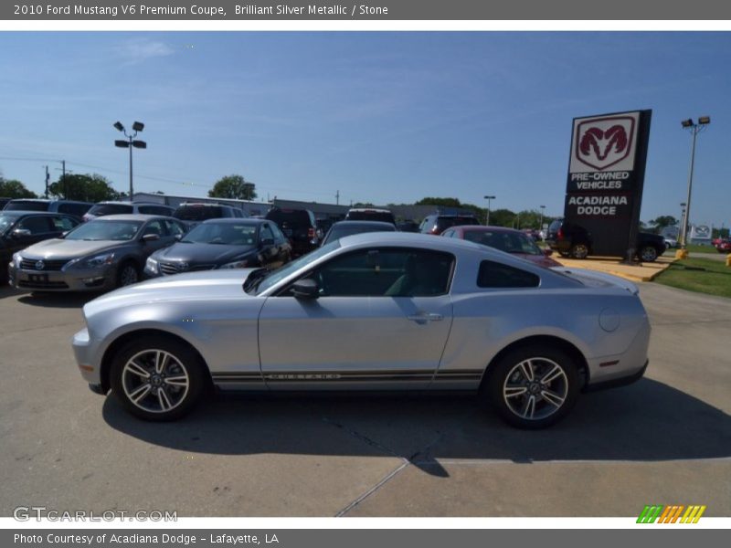 Brilliant Silver Metallic / Stone 2010 Ford Mustang V6 Premium Coupe