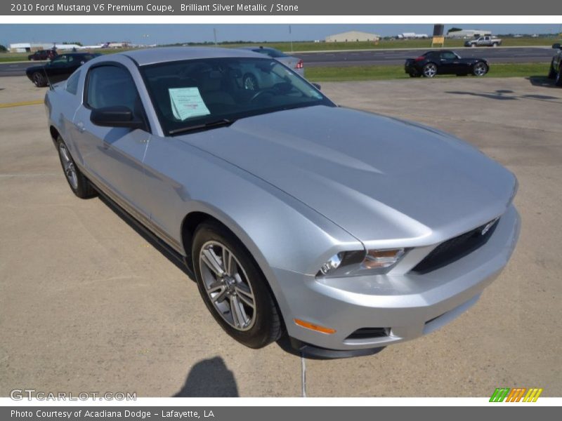 Brilliant Silver Metallic / Stone 2010 Ford Mustang V6 Premium Coupe