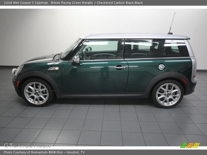 British Racing Green Metallic / Checkered Carbon Black/Black 2009 Mini Cooper S Clubman