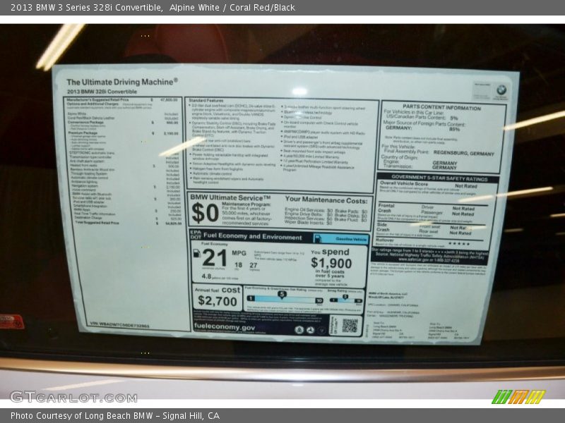 Alpine White / Coral Red/Black 2013 BMW 3 Series 328i Convertible