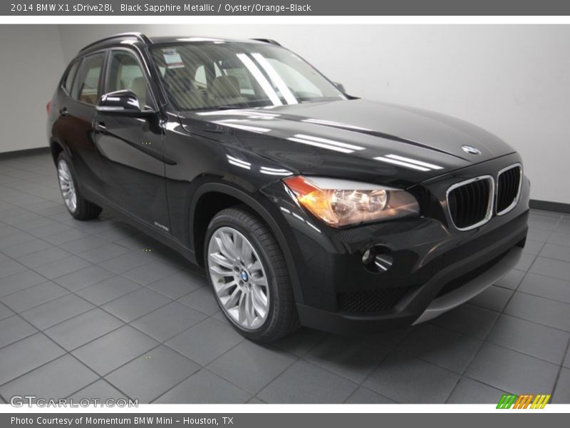 Black Sapphire Metallic / Oyster/Orange-Black 2014 BMW X1 sDrive28i