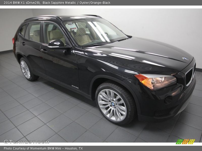Black Sapphire Metallic / Oyster/Orange-Black 2014 BMW X1 sDrive28i