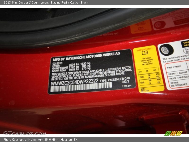 Blazing Red / Carbon Black 2013 Mini Cooper S Countryman