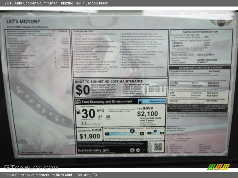 Blazing Red / Carbon Black 2013 Mini Cooper Countryman