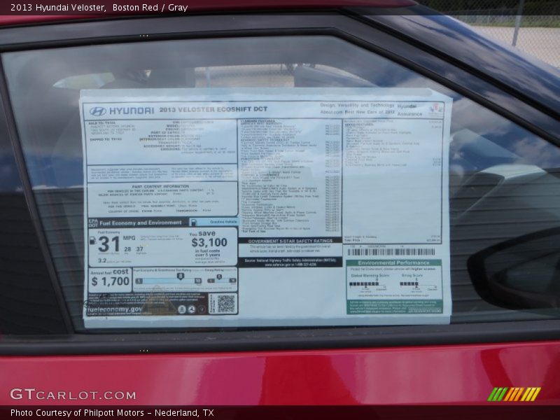  2013 Veloster  Window Sticker