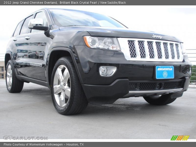 Brilliant Black Crystal Pearl / New Saddle/Black 2012 Jeep Grand Cherokee Overland