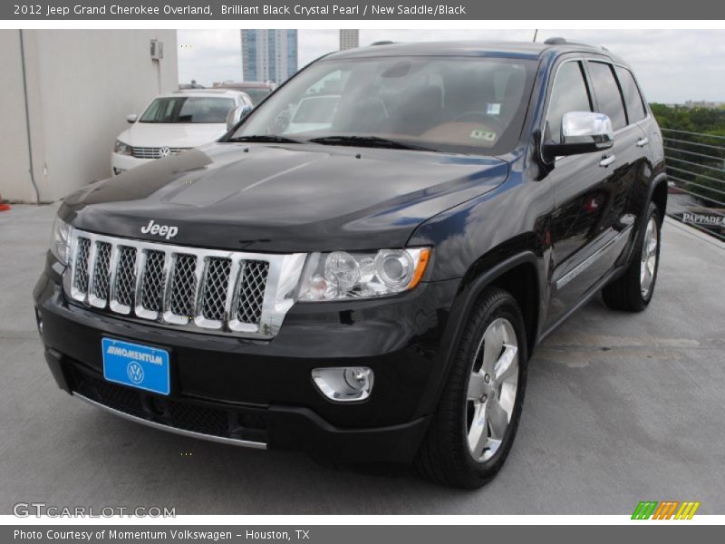 Brilliant Black Crystal Pearl / New Saddle/Black 2012 Jeep Grand Cherokee Overland