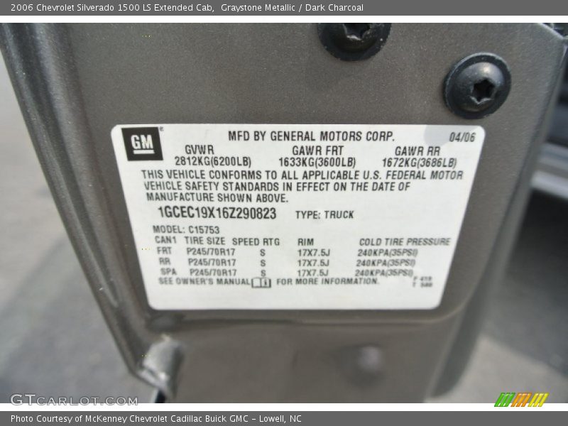 Info Tag of 2006 Silverado 1500 LS Extended Cab