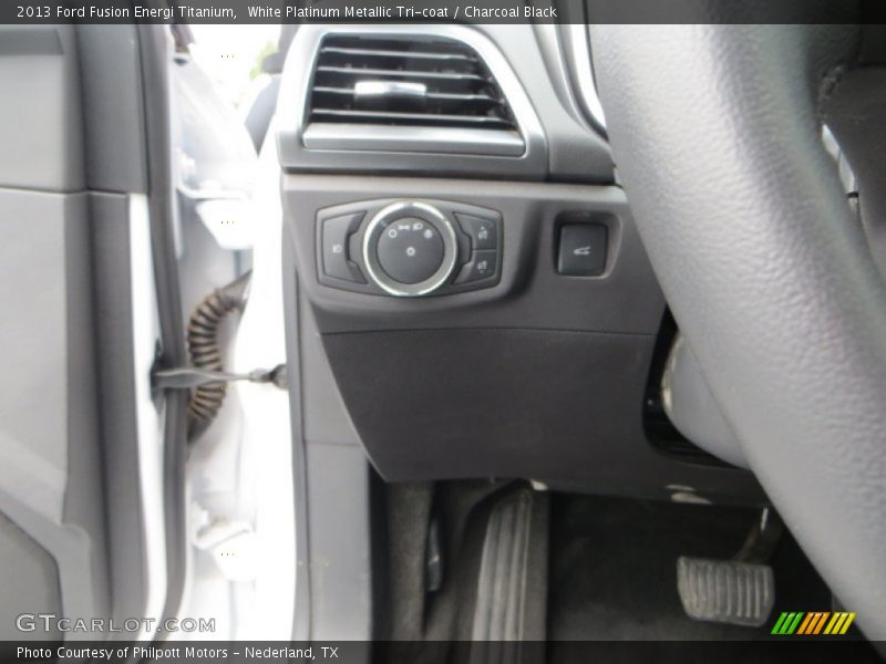 White Platinum Metallic Tri-coat / Charcoal Black 2013 Ford Fusion Energi Titanium