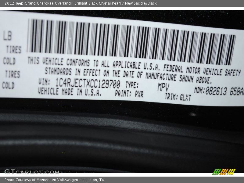 Brilliant Black Crystal Pearl / New Saddle/Black 2012 Jeep Grand Cherokee Overland
