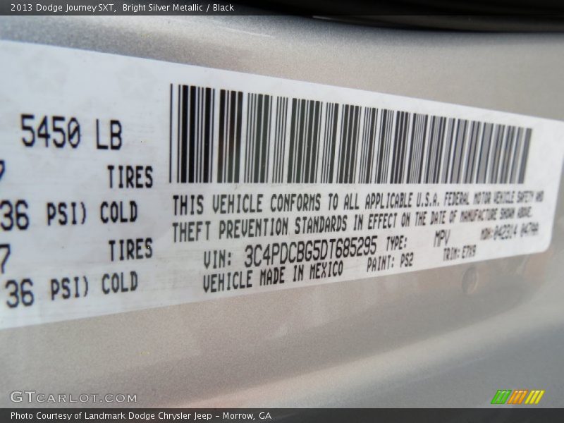 Bright Silver Metallic / Black 2013 Dodge Journey SXT