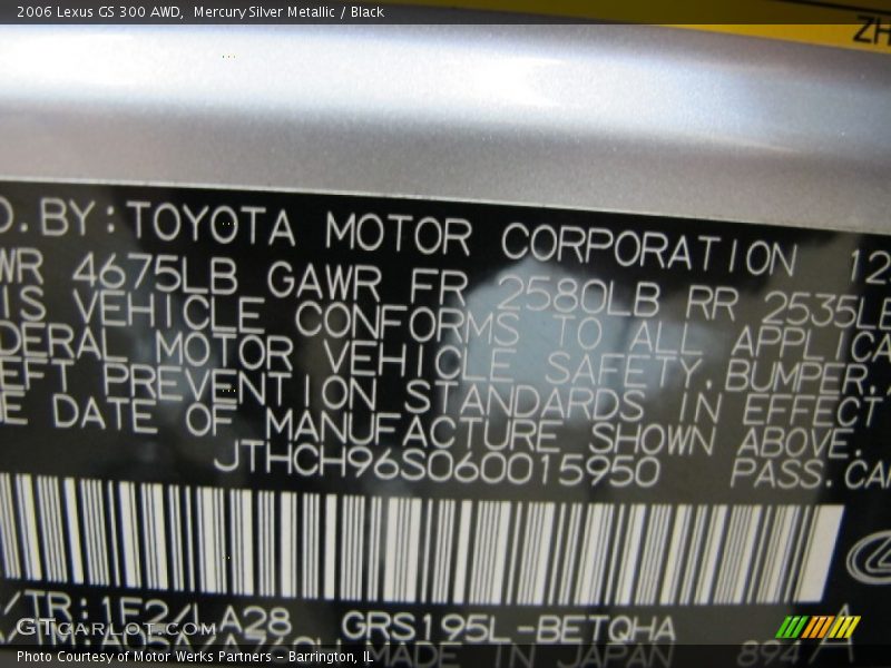 Mercury Silver Metallic / Black 2006 Lexus GS 300 AWD