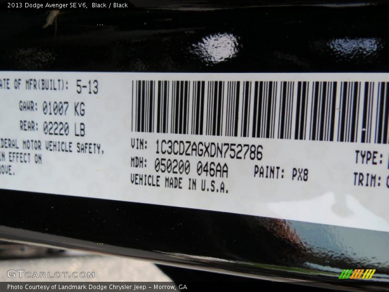 Black / Black 2013 Dodge Avenger SE V6