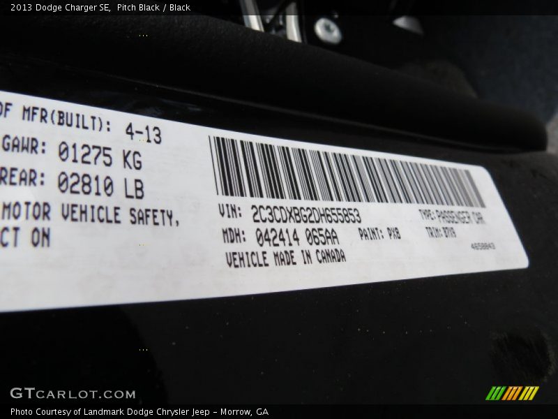 Pitch Black / Black 2013 Dodge Charger SE